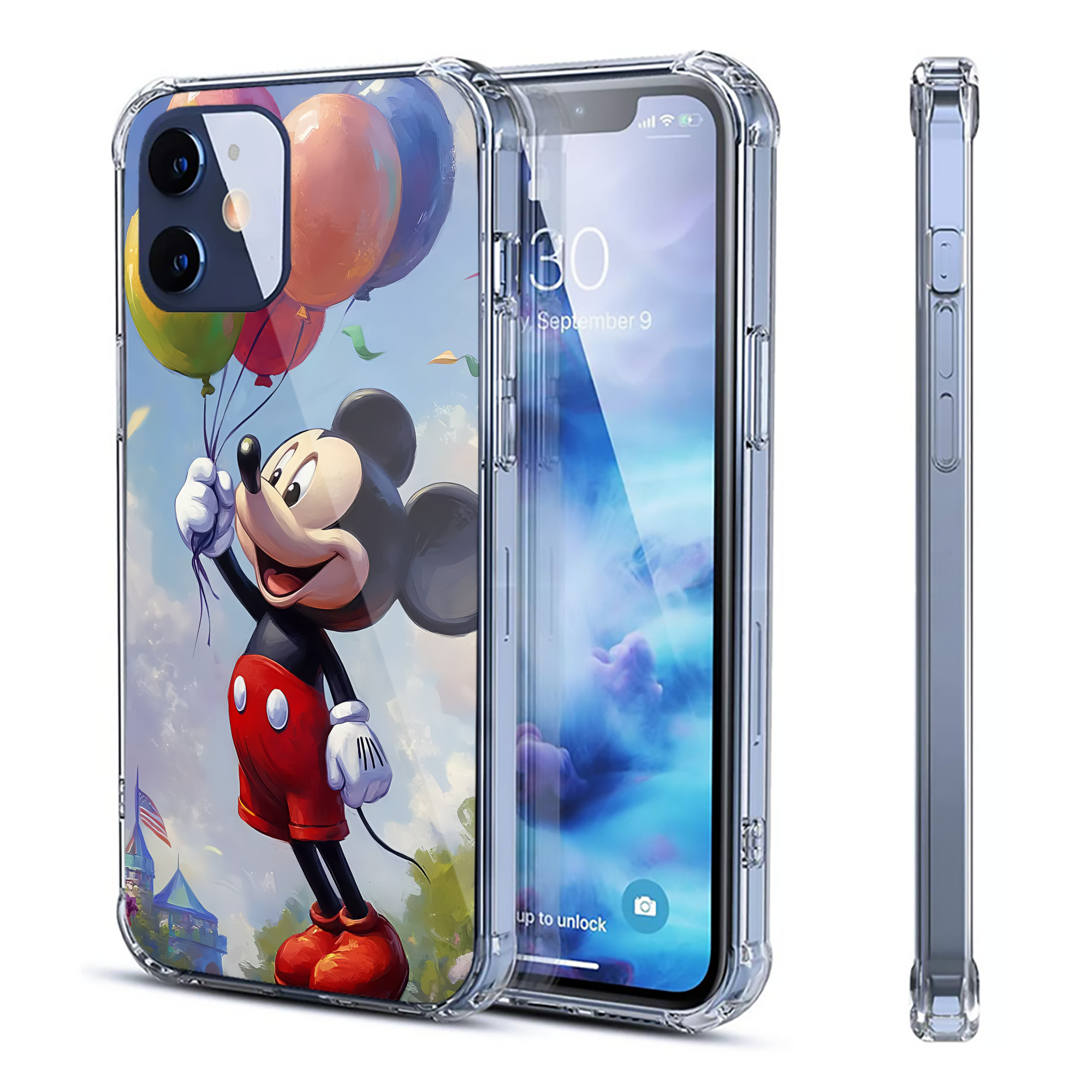 （画像用） ミッキーマウス Mickey Mouse 【iPhone 12シリーズ対応】透明スマホケース（クリアソフトケース）